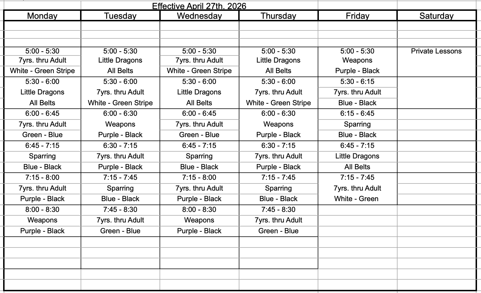 PKS Blaine Schedule 0426