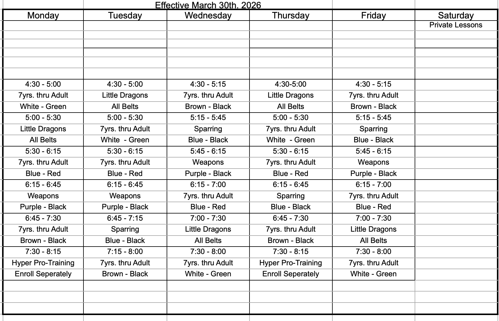 PKS Elk River Schedule 0426